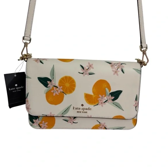 NWT Kate Spade Cream and Orange Floral Cross Body - Picture 1 of 8